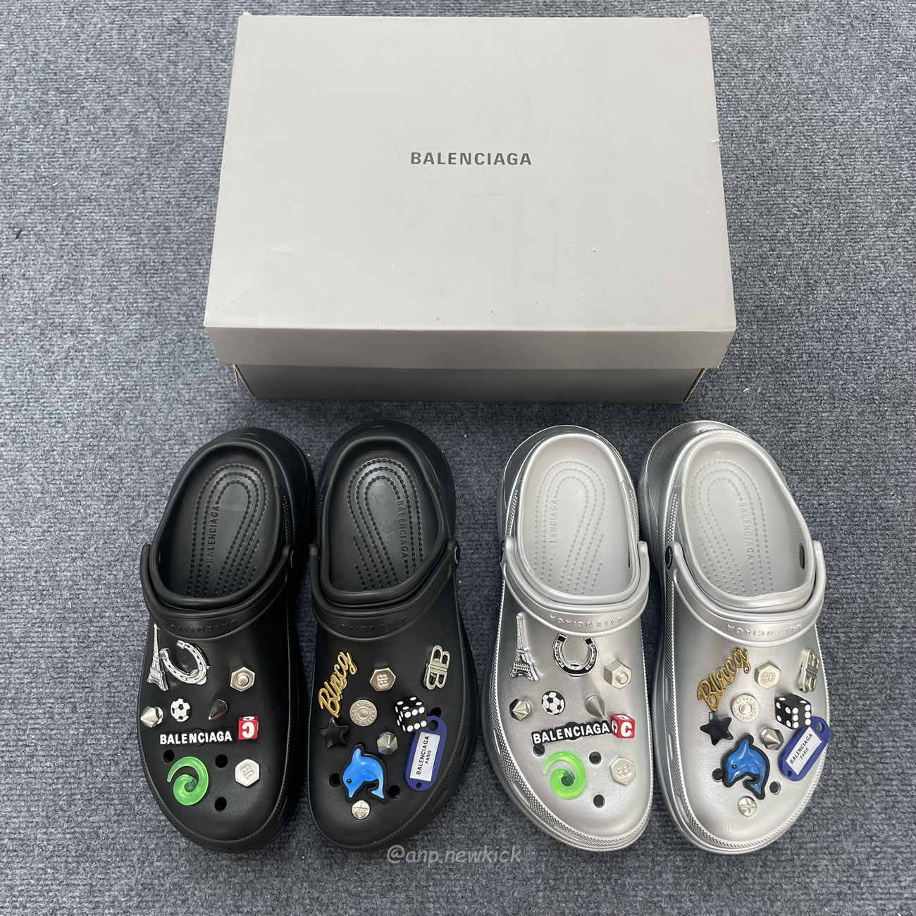 Balenciaga X Crocs Mule Black Silvery Multicolor Jibbitz Womens 720762 W0fow 1000 (9) - www.newkick.org